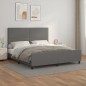 vidaXL Estructura de cama con cabecero cuero sintético gris 160x200cm vidaXL Estructura de cama con cabecero cuero sintético gris 160x200cm