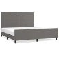 vidaXL Estructura de cama con cabecero cuero sintético gris 160x200cm vidaXL Estructura de cama con cabecero cuero sintético gris 160x200cm