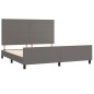 vidaXL Estructura de cama con cabecero cuero sintético gris 160x200cm vidaXL Estructura de cama con cabecero cuero sintético gris 160x200cm