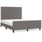 vidaXL Estructura de cama con cabecero cuero sintético gris 140x190 cm