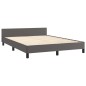 vidaXL Estructura de cama con cabecero cuero sintético gris 140x190 cm