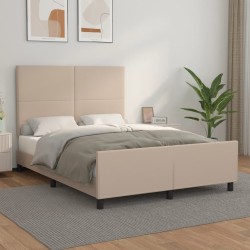 vidaXL Estructura de cama cabecero cuero sintético capuchino 140x200cm