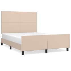 vidaXL Estructura de cama cabecero cuero sintético capuchino 140x200cm
