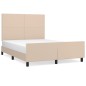 vidaXL Estructura de cama cabecero cuero sintético capuchino 140x200cm