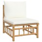 vidaXL Set de muebles de jardín 6 piezas bambú y cojines blanco crema