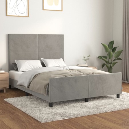 vidaXL Estructura de cama con cabecero terciopelo gris claro 140x190cm