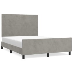 vidaXL Estructura de cama con cabecero terciopelo gris claro 140x190cm