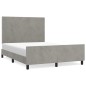 vidaXL Estructura de cama con cabecero terciopelo gris claro 140x190cm vidaXL Estructura de cama con cabecero terciopelo gris claro 140x190cm