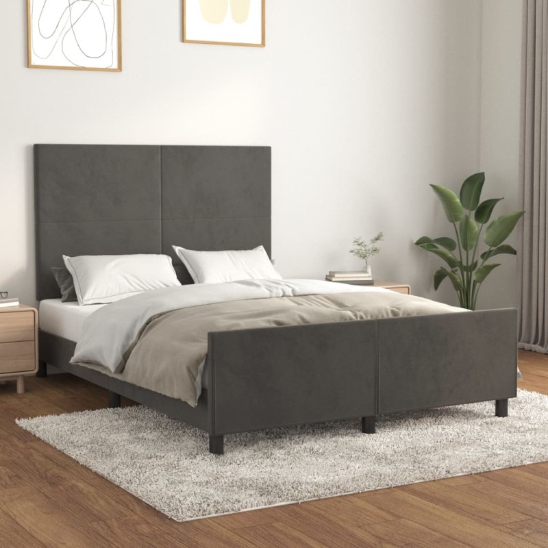 vidaXL Estructura cama con cabecero terciopelo gris oscuro 140x200 cm vidaXL Estructura cama con cabecero terciopelo gris oscuro 140x200 cm