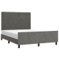vidaXL Estructura cama con cabecero terciopelo gris oscuro 140x200 cm vidaXL Estructura cama con cabecero terciopelo gris oscuro 140x200 cm