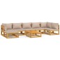 vidaXL Set muebles de jardín 8 pzas madera maciza y cojines gris taupé