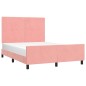 vidaXL Estructura de cama con cabecero de terciopelo rosa 140x190 cm vidaXL Estructura de cama con cabecero de terciopelo rosa 140x190 cm