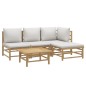 vidaXL Set de muebles de jardín 5 piezas bambú y cojines gris claro vidaXL Set de muebles de jardín 5 piezas bambú y cojines gris claro