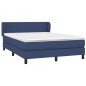 vidaXL Cama box spring con colchón tela azul 140x190 cm