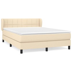 vidaXL Cama box spring con colchón tela color crema 140x190 cm