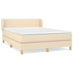 vidaXL Cama box spring con colchón tela color crema 140x190 cm