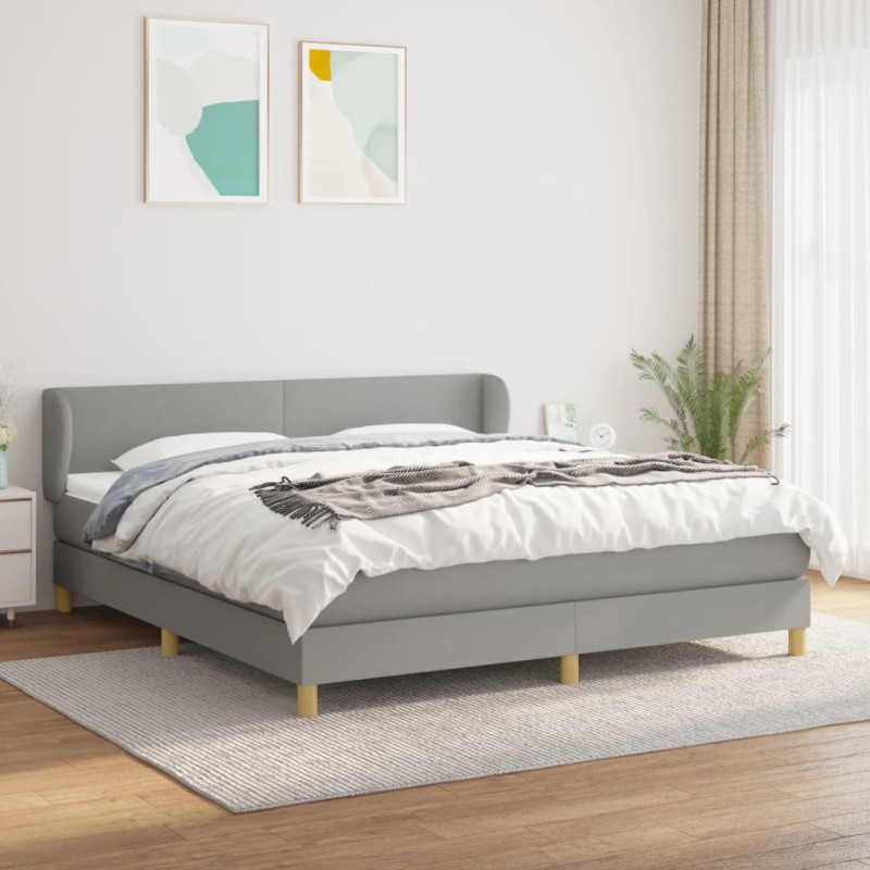 vidaXL Cama box spring con colchón tela gris claro 180x200 cm vidaXL Cama box spring con colchón tela gris claro 180x200 cm