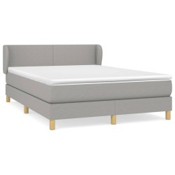 vidaXL Cama box spring con colchón tela gris claro 140x190 cm