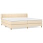 vidaXL Cama box spring con colchón tela color crema 200x200 cm vidaXL Cama box spring con colchón tela color crema 200x200 cm