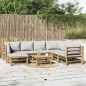 vidaXL Set de muebles de jardín 8 piezas bambú y cojines gris claro vidaXL Set de muebles de jardín 8 piezas bambú y cojines gris claro