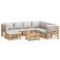 vidaXL Set de muebles de jardín 8 piezas bambú y cojines gris claro vidaXL Set de muebles de jardín 8 piezas bambú y cojines gris claro
