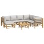 vidaXL Set de muebles de jardín 8 piezas bambú y cojines gris claro vidaXL Set de muebles de jardín 8 piezas bambú y cojines gris claro