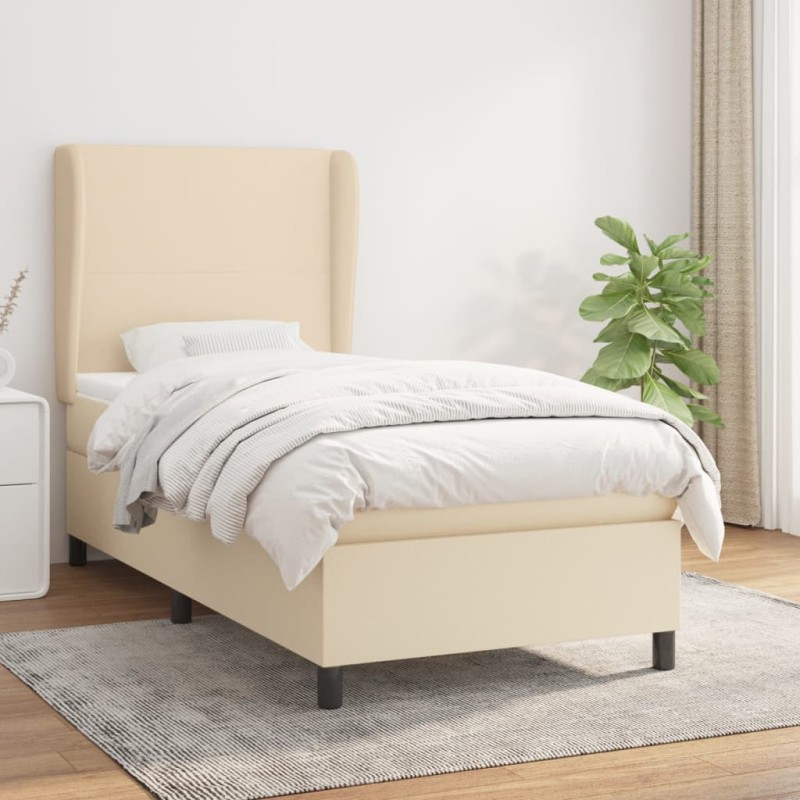 vidaXL Cama box spring con colchón tela color crema 80x200 cm vidaXL Cama box spring con colchón tela color crema 80x200 cm