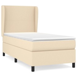 vidaXL Cama box spring con colchón tela color crema 80x200 cm