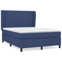 vidaXL Cama box spring con colchón tela azul 140x200 cm