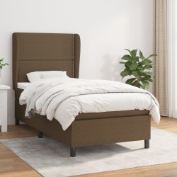 vidaXL Cama box spring con colchón tela marrón oscuro 100x200 cm