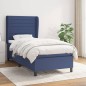 vidaXL Cama box spring con colchón tela azul 90x200 cm