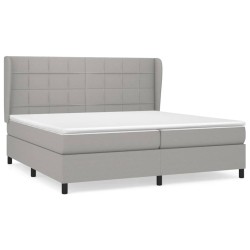 vidaXL Cama box spring con colchón tela gris claro 200x200 cm