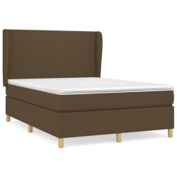 vidaXL Cama box spring con colchón tela marrón oscuro 140x200 cm
