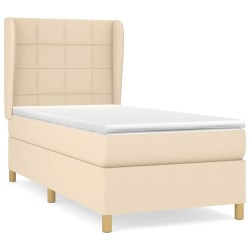 vidaXL Cama box spring con colchón tela color crema 90x190 cm