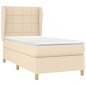 vidaXL Cama box spring con colchón tela color crema 90x190 cm vidaXL Cama box spring con colchón tela color crema 90x190 cm