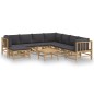 vidaXL Set de muebles de jardín 9 piezas bambú con cojines gris oscuro vidaXL Set de muebles de jardín 9 piezas bambú con cojines gris oscuro