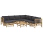 vidaXL Set de muebles de jardín 9 piezas bambú con cojines gris oscuro vidaXL Set de muebles de jardín 9 piezas bambú con cojines gris oscuro
