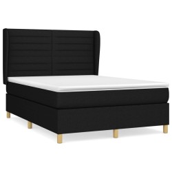vidaXL Cama box spring con colchón tela negro 140x200 cm