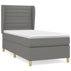 vidaXL Cama box spring con colchón tela gris oscuro 90x200 cm