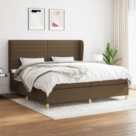 vidaXL Cama box spring con colchón tela marrón oscuro 200x200 cm