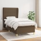 vidaXL Cama box spring con colchón tela marrón oscuro 90x200 cm vidaXL Cama box spring con colchón tela marrón oscuro 90x200 cm
