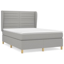 vidaXL Cama box spring con colchón tela gris claro 140x200 cm