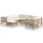 vidaXL Set de muebles de jardín 10 piezas bambú y cojines blanco crema vidaXL Set de muebles de jardín 10 piezas bambú y cojines blanco crema