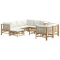 vidaXL Set de muebles de jardín 10 piezas bambú y cojines blanco crema vidaXL Set de muebles de jardín 10 piezas bambú y cojines blanco crema