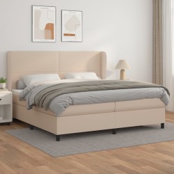 vidaXL Cama box spring con colchón cuero sintético capuchino 200x200cm