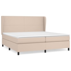 vidaXL Cama box spring con colchón cuero sintético capuchino 200x200cm