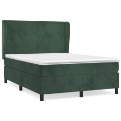 vidaXL Cama box spring con colchón terciopelo verde oscuro 140x200 cm