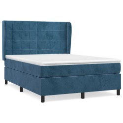 vidaXL Cama box spring con colchón terciopelo azul oscuro 140x200 cm