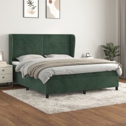 vidaXL Cama box spring con colchón terciopelo verde oscuro 180x200 cm