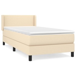 vidaXL Cama box spring con colchón tela color crema 90x200 cm